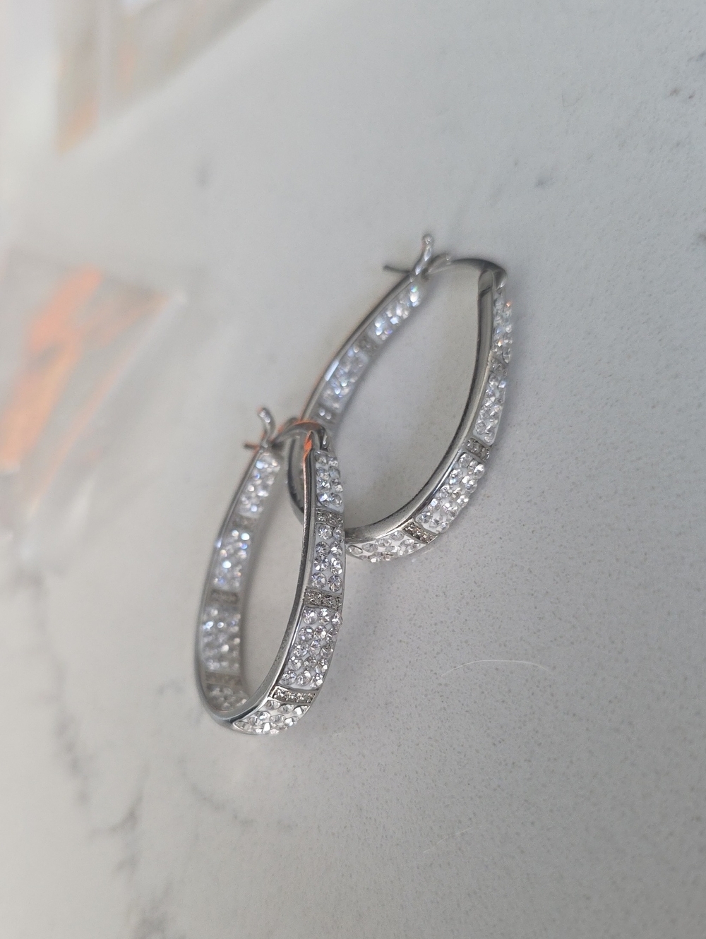 NWT Swarovski Crystal Silver Hoop Earrings